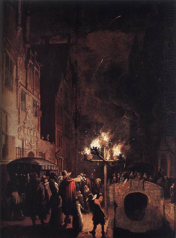 POEL, Egbert van der Celebration by Torchlight on the Oude Delft af china oil painting image